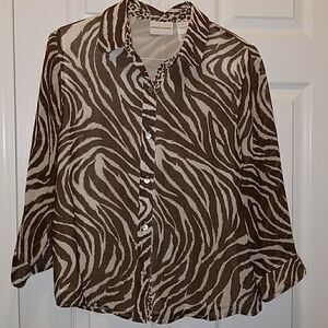 Alfred Dunner animal striped print blouse Sz. 12